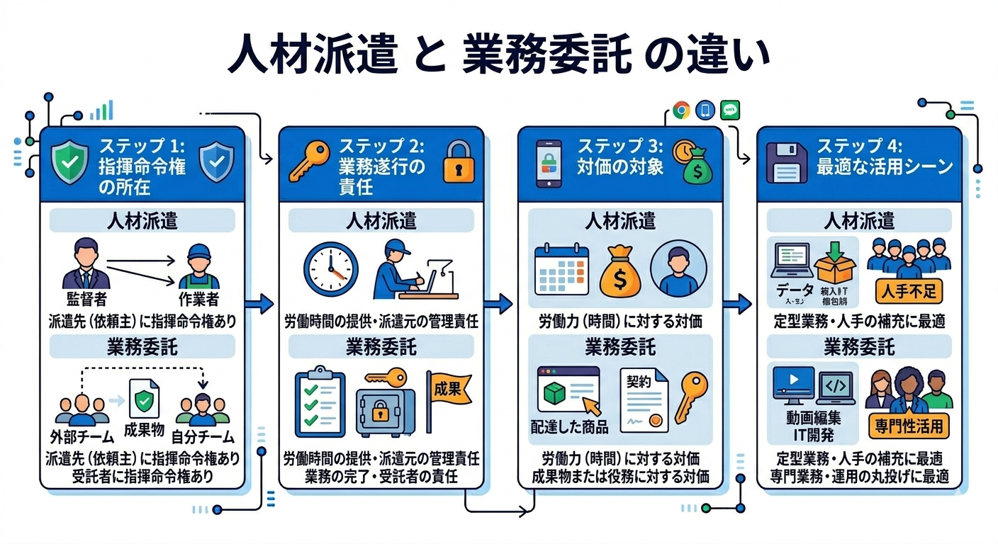 人材派遣と業務委託の違い